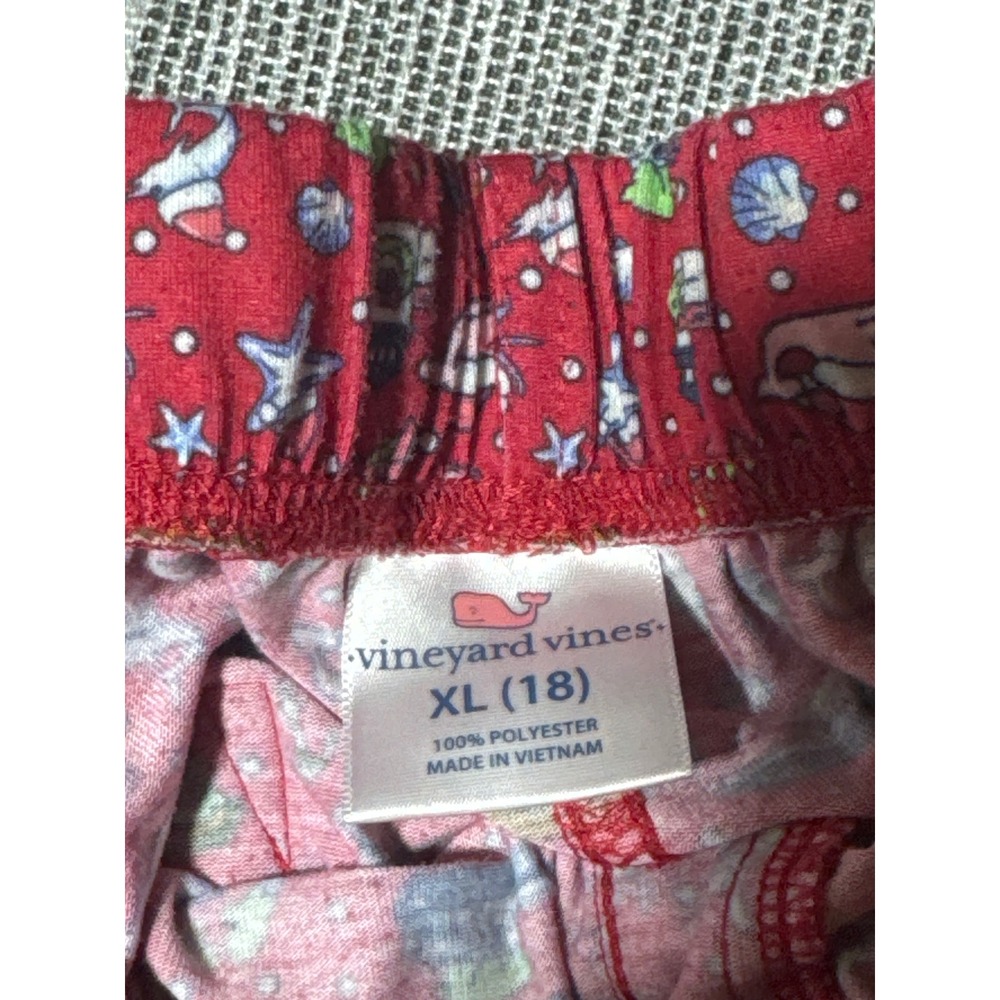 Vineyard Vines Kids Christmas Pajama Pants XL 18 Red‎ Snowman Tree Print - Picture 3 of 4
